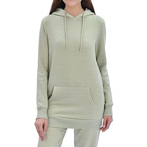M17 Dames effen hoodie pullover Longline Hoody Soft Casual Hooded Sweatshirt Top Long Sleeve Jacket Jumper (L, sage groen), dames, Groen