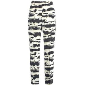 Taifun Vloeiende damesbroek met wijde pijpen, met wideleg-patroon, normale lengte, Champagne patroon, 36