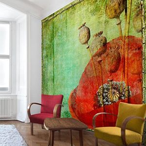 Apalis Vliesbehang bloemenbehang Poppy Stalks fotobehang vierkant | vliesbehang wandbehang muurschildering foto 3D fotobehang voor slaapkamer woonkamer keuken | grootte: 336x336 cm, groen, 97922