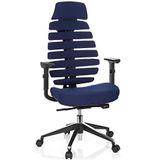 hjh OFFICE 714550 professionele bureaustoel Ergo LINE II PRO stof blauw ergonomische draaistoel met lenden- en hoofdsteun