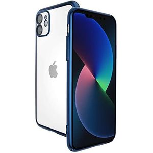 Angeston Beschermhoesje compatibel met iPhone 11, harde beschermhoes met elektronische spiegel voor iPhone 11, krasbestendig, schokbestendig, donkerblauw