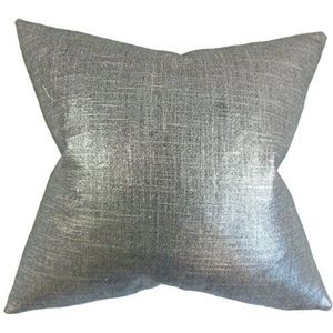 The Pillow Collection Florin Massief kussensloop, linnen, kolen, grijs, 28865 x 28865 x 10099 cm