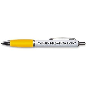 Grappige nieuwigheid Push Pen Gift | Balpennen | Deze pen behoort tot A C | Grappige grap Stationair | GEEL PP138