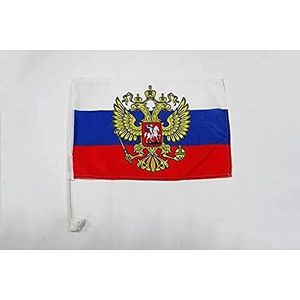 Auto Vlag Rusland met adelaar 45x30cm - Russische Auto Vlag 30 x 45 cm - AZ VLAG