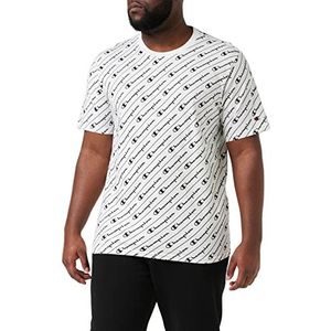 Champion American Tape Allover Logo T-shirt voor heren, Wit, S