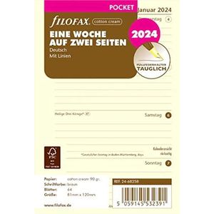 FILOFAX agendavulling 2024 Pocket 1 week / 2 pagina's crème katoen Duits 24-68258 - 1 stuk