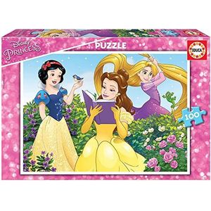Educa 17167, Disney Prinsessen, 100 stukjes puzzel voor kinderen vanaf 6 jaar, Sneeuwwitje, Belle, Rapunzel