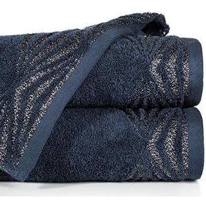 Eurofirany handdoek katoen marineblauw metalen naad glitternaad patroon borduurset 3-pack Oeko-Tex, 70X140 cm, 3