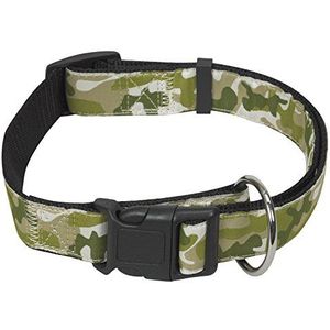 CHAPUIS SELLERIE SLA424 Verstelbare hondenhalsband - nylon riem met groene camouflage-print - breedte 40 mm - lengte 70-90 cm - maat XL