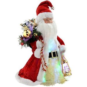 WeRChristmas Glasvezel kant kerstboom Kerstman 30 cm, rood/goud