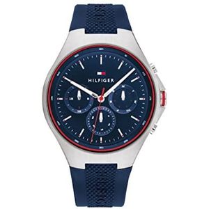 Tommy Hilfiger Analoog multifunctioneel kwartshorloge voor heren met roestvrij staal of siliconen armband, Zwart, riem