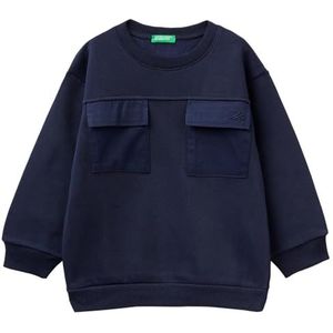 United Colors of Benetton Sweatshirt met capuchon voor kinderen en jongens, donkerblauw 252, 2 jaar
