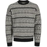 JACK & JONES Jprblumax Fairisle Knit Crew Neck, zwart, L