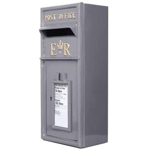 ACL Grey Postbox - ER brievenbus met slot - gietijzeren brievenbus - wandmontage met 4 voorgeboorde gaten - eenvoudig te installeren - afsluitbaar voor beveiliging - klassieke grijze brievenbus