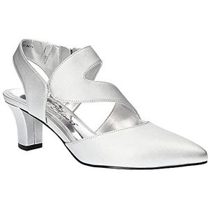 Easy Street Women's Venue Dress Shoe Pump, Silver Satin/Gore, 10
