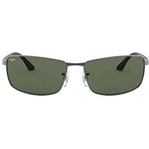 Ray-Ban Unisex Rb 3498 zonnebril, grijs (frame: gunmetal, glazen: groen klassiek 004/71), X-Large (fabrikantmaat: 61)