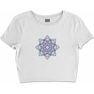 Bona Basics, Digitale print, basic T-shirt voor dames, 100% katoen, wit, casual, bovenstuk voor dames, maat: XL, Wit, XL (Kort)