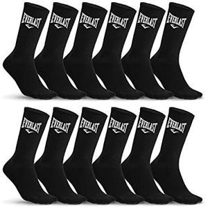 Everlast Flexibele sportsokken voor heren, 12 stuks, hoge sokken voor heren, ademend en comfortabel mesh, Zwart, 43-46 EU