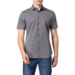 Seidensticker - Shaped Fit - Overhemd - Antraciet - Korte Mouw