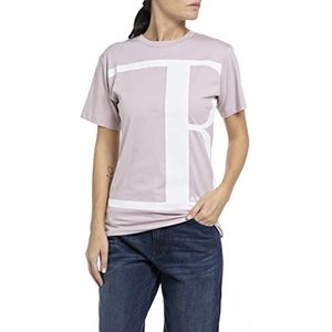 Replay Dames T-shirt korte mouwen met backprint, 513 kwarts roze, XS