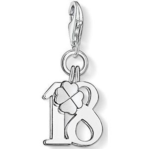 Thomas Sabo Dames bedelhanger nummer 18 klaverblad Charm Club 925 sterling zilver 0473-001-12, Eén maat, Sterling zilver, Geen edelsteen