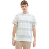 TOM TAILOR Heren T-shirt, 35653 - Paradise Mint Block Stripe, L