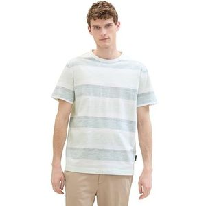 TOM TAILOR Heren T-shirt, 35653 - Paradise Mint Block Stripe, L