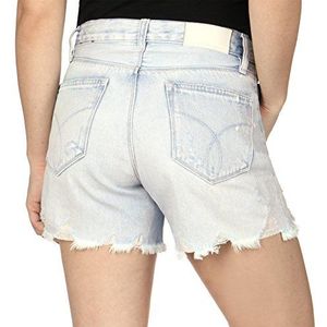Calvin Klein Jeans Dames Cut Off Midi Vintage Splatter Shorts, blauw (Vintage splatter 913), 32W (Fabrikant maat:NI24)