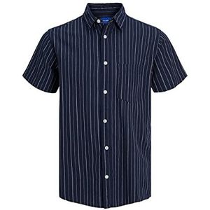 JACK & JONES linnen hemd met korte mouwen, Navy Blazer/Stripes:/, M