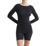 DIM Femme - T-Shirt - Zwart - Cachemire - Manches Longues - Col Bateau