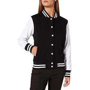 Build Your Brand Varsity Sweat College Jacket voor dames, zwart/wit, L