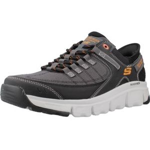 Skechers Heren Summits at Trainers, grijs synthetisch/mesh/oranje trim, 12 UK, Grijze synthetische mesh oranje trim, 47.5 EU