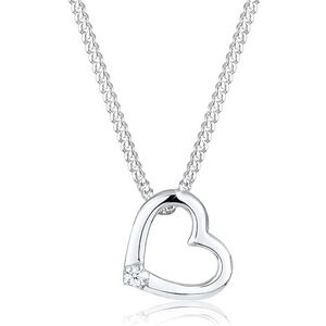 Elli Halsketting Dames Hart Hanger Liefde Fijn met Diamant (0.015 ct.) in 925 Sterling Zilver