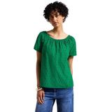 Street One Dames Blouse met oogjesborduursel in Groen, in size: 34