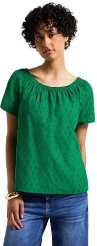 Street One Dames Blouse met oogjesborduursel in Groen, in size: 34