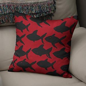 BonaMaison Decoratieve Kussensloop, Rood Zwart Kussenhoezen Bank, Zitkussen, Decoratieve Kussenhoesjes, Kussensloop; Sofa, Slaapkamer, Kantoor, Auto 50x50 Cm - Ontworpen en vervaardigd in Turkije