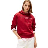 TOMMY HILFIGER - Sweatshirt - Donkerrood - Met Capuchon - Logoprint