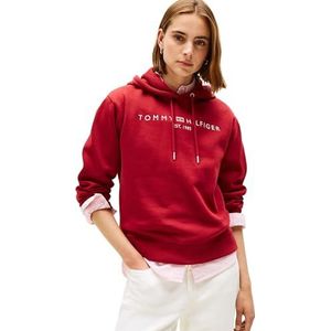 TOMMY HILFIGER - Sweatshirt - Donkerrood - Met Capuchon - Logoprint