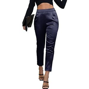 Women's Satin Silky Dress Casual Cocktail Wed Pull on High Elastic Waist Pants