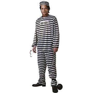 Dress Up America Adult Prisoner zwarte en witte strepen Costume