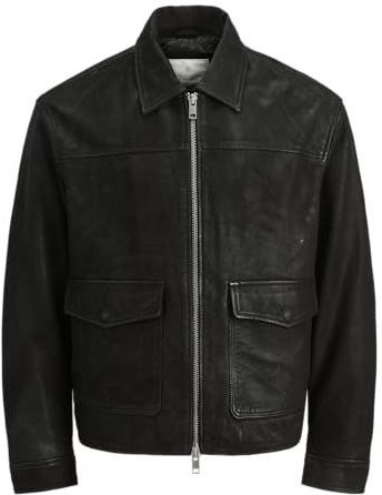 JACK & JONES Heren Jprcclewis Leather JKT, zwart, l, zwart, L