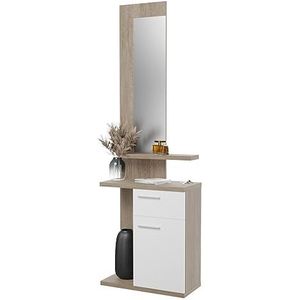 Somnia Verticale gang, model Carl, praktisch en functioneel, wit en eiken, hout, 60,5 cm (L) x 28 cm (D) x 117,5 cm (H)