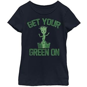 Little Big Marvel Classic Groot Green Girls T-shirt met korte mouwen, marineblauw, maat S, subsidies, S, Grant, S