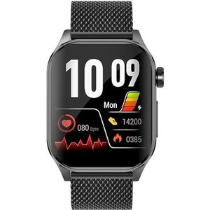 Knauermann PRO 3 (2024) zwart - gezondheidshorloge smartwatch met telefoonfunctie - OSRAM sensoren - ECG + HRV-functie - BT Bluetooth - slaapapneu - bloeddruk - Milanese band zwart, 14-24, zwart,