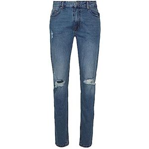 Dr. Denim Heren Clark Jeans, Rubble Mid Blue Ripped, 32/32
