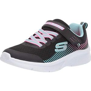 Skechers Microspec Sneaker voor meisjes, Zwart Mesh Aqua Neon Roze Trim, 1.5 UK Child