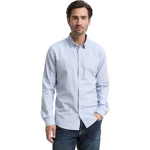 TOM TAILOR - 1023881 - Slim Fit Overhemd - Lichtblauw Witte Structuur