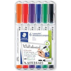 STAEDTLER Lumocolor 341 WP6 whiteboard compact (universele punt voor variabele lijnbreedtes (ca. 1-2 mm), droog en zonder resten afwasbaar, sneldrogend, hoge kwaliteit, ideaal voor memoboards)