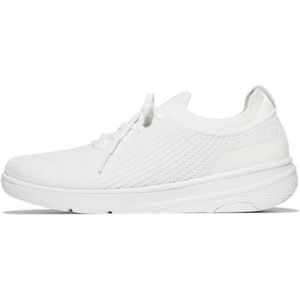 Fitflop - Super-Q Knit Slip-ON Laced Sneakers - Wit - Textiel