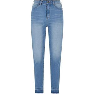 Urban Classics Skinny jeans met hoge taille voor dames met open zoom, Clearblue Bleached, 33